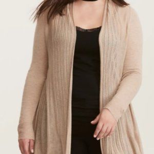 Torrid TAN POINTELLE FIT & FLARE OPEN CARDIGAN